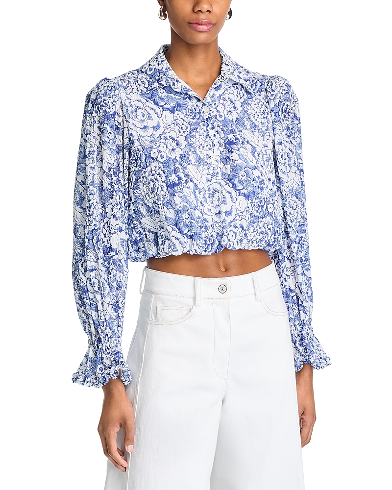 Cinq À Sept Zendaya Sketchbook Floral Top In White/dark