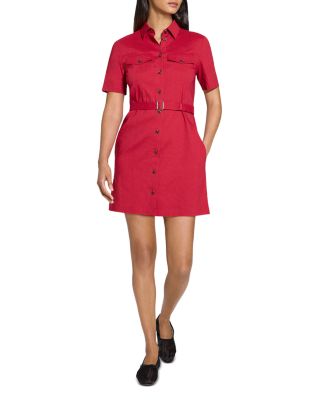 Linen Blend Military Mini Dress