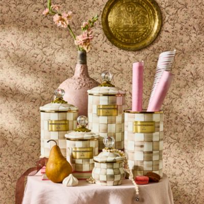 Mocha Check Utensil Holder