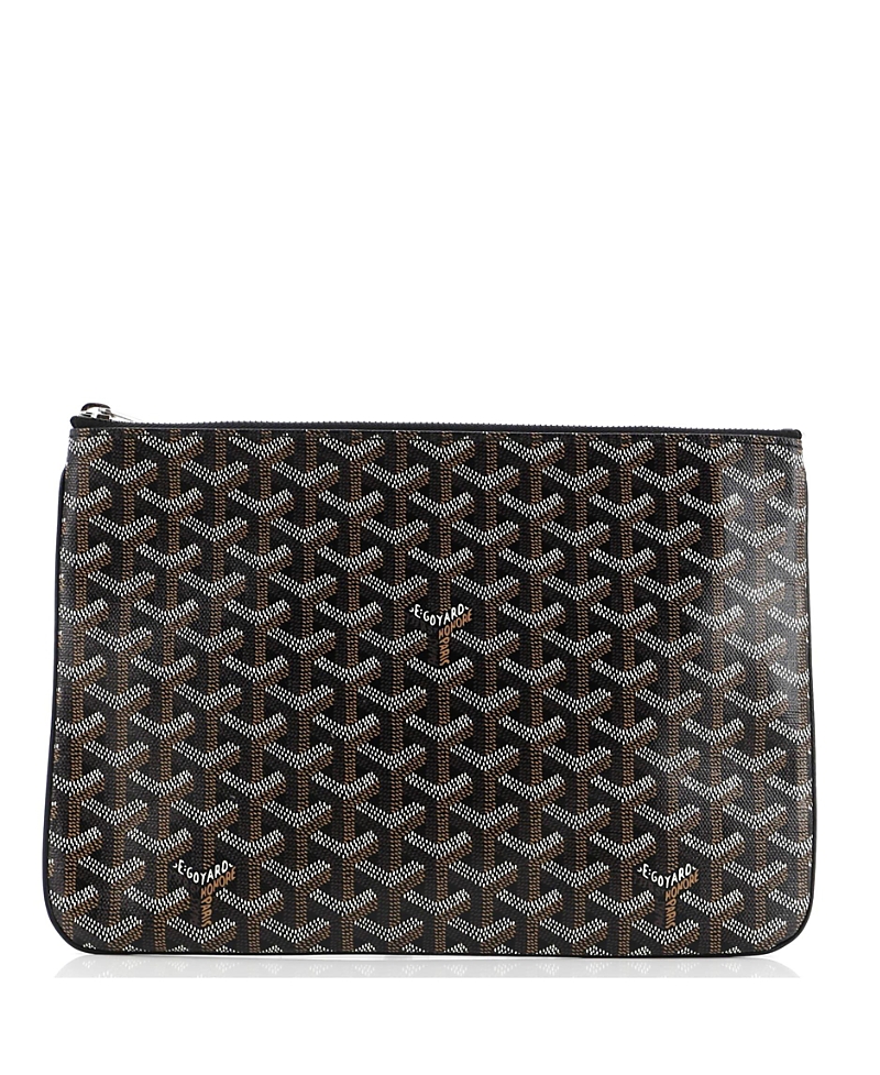 Pre-owned Pre-owned Goyard Goyard Mm Senat Zip Pouch Coated Canvas In Black