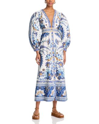chinese dress ladies Farm Rio Flora Tapestry Off-White Linen-Blend Maxi Dress – Bluefly