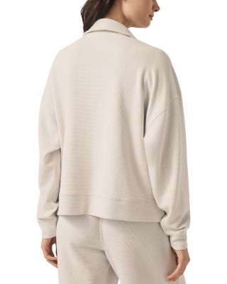 Waffle Knit Scuba Polo Sweatshirt 