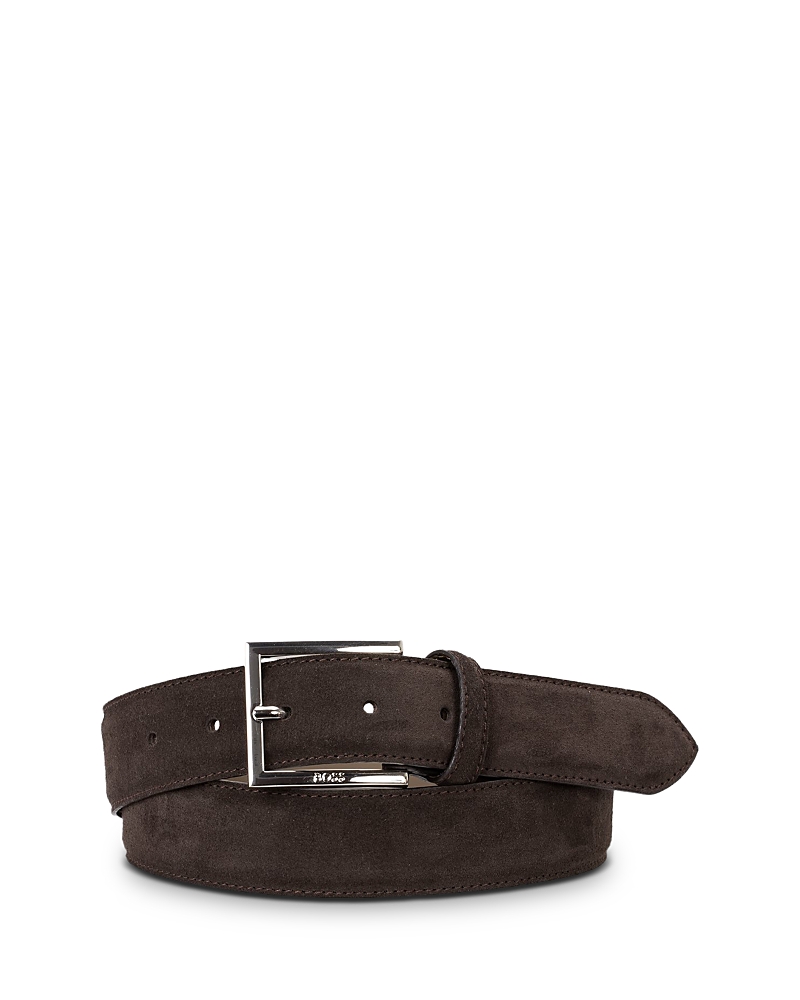 Hugo Boss Boss Dressletic Suede Belt In Dark Brown