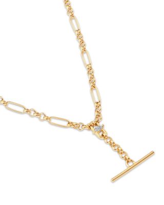 14K Yellow Gold Marquis Diamonds Toggle Lariat Necklace, 16-18"