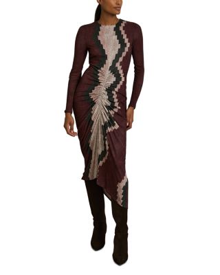 REISS - Georgia Printed Ruched Jersey Dress