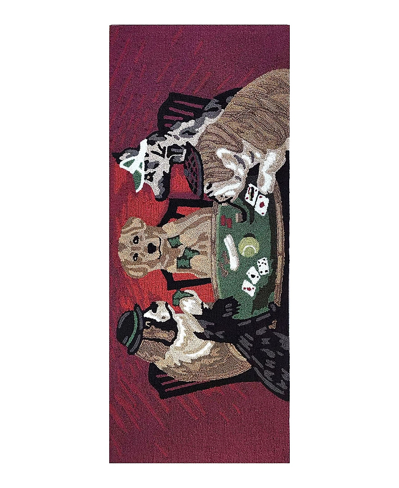 Liora Manne Frontporch Poker Pups Runner Area Rug, 2' X 5' In Multi