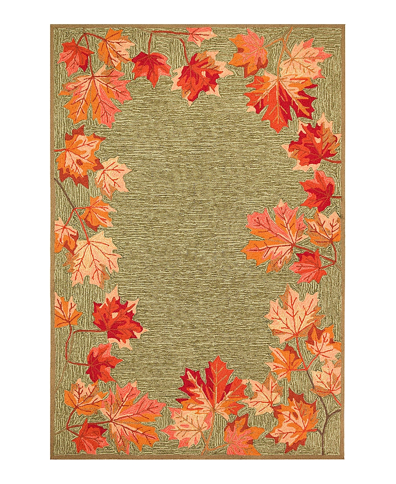 Liora Manne Ravella Falling Leaves Border Area Rug, 5' X 7'6 In Green