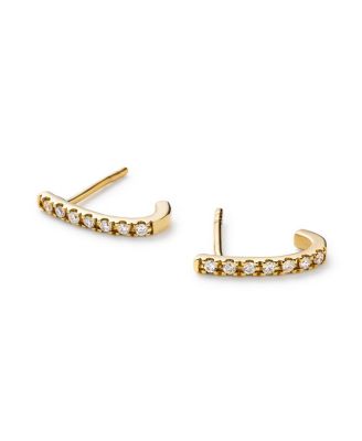  Gold Lab-grown Diamond Huggie Stud Earrings