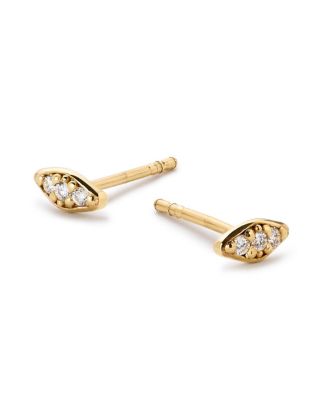 Gold Mini Diamond Navette Studs