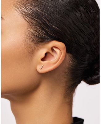  Gold Pave Lab-Grown Diamond Bar Stud Earrings