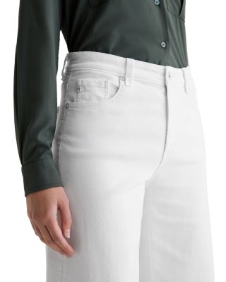 Saige Mid Rise Wide Leg Cropped Jeans in Gallery White