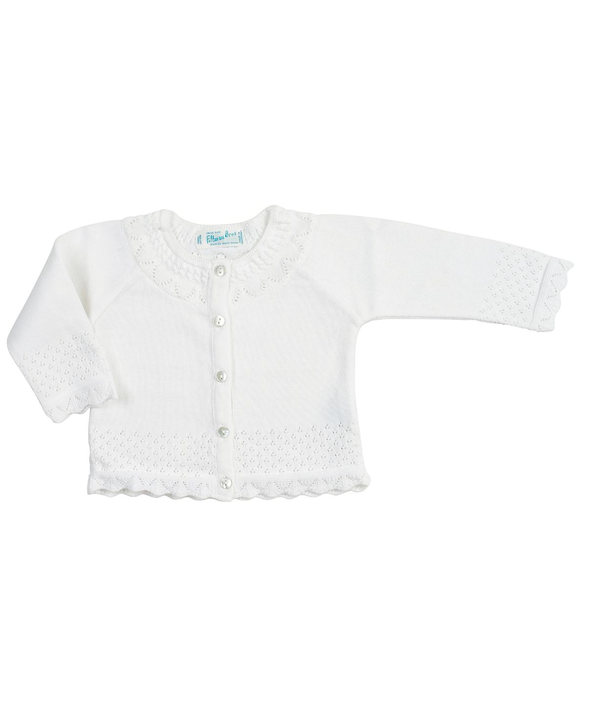 Feltman Brothers Girls' Pointelle Ruffle Knit Cardigan - Baby