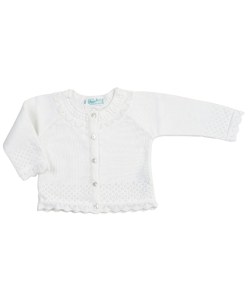 Feltman Brothers Girls' Pointelle Ruffle Knit Cardigan - Baby