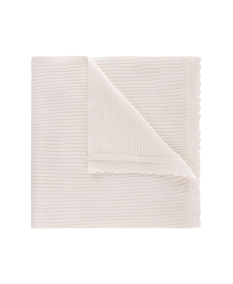 Feltman Brothers Unisex Scallop Trimmed Rib Knit Blanket - Baby In Ivory