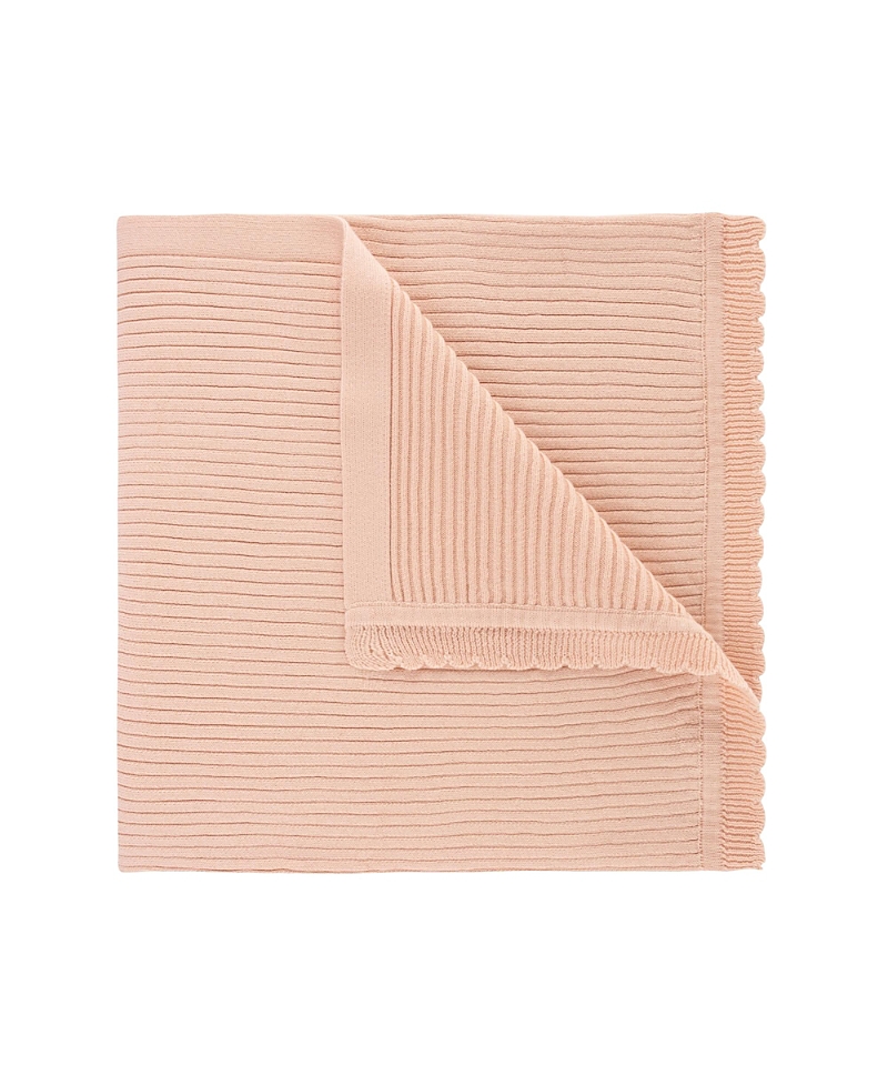 Feltman Brothers Unisex Scallop Trimmed Rib Knit Blanket - Baby In Blush