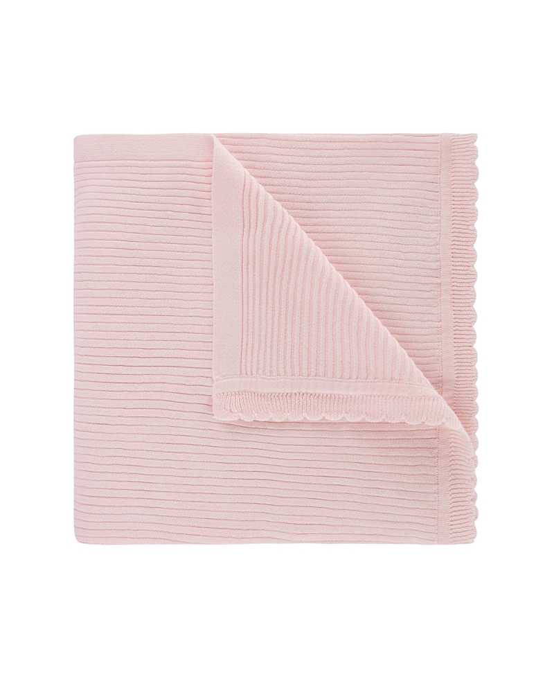 Feltman Brothers Unisex Scallop Trimmed Rib Knit Blanket - Baby In Pink
