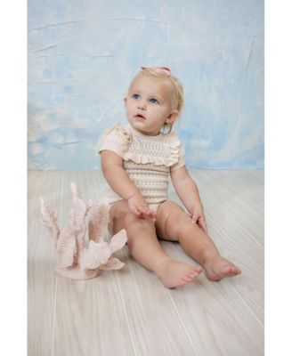 Girls' Pointelle Jacquard Knit Romper - Baby