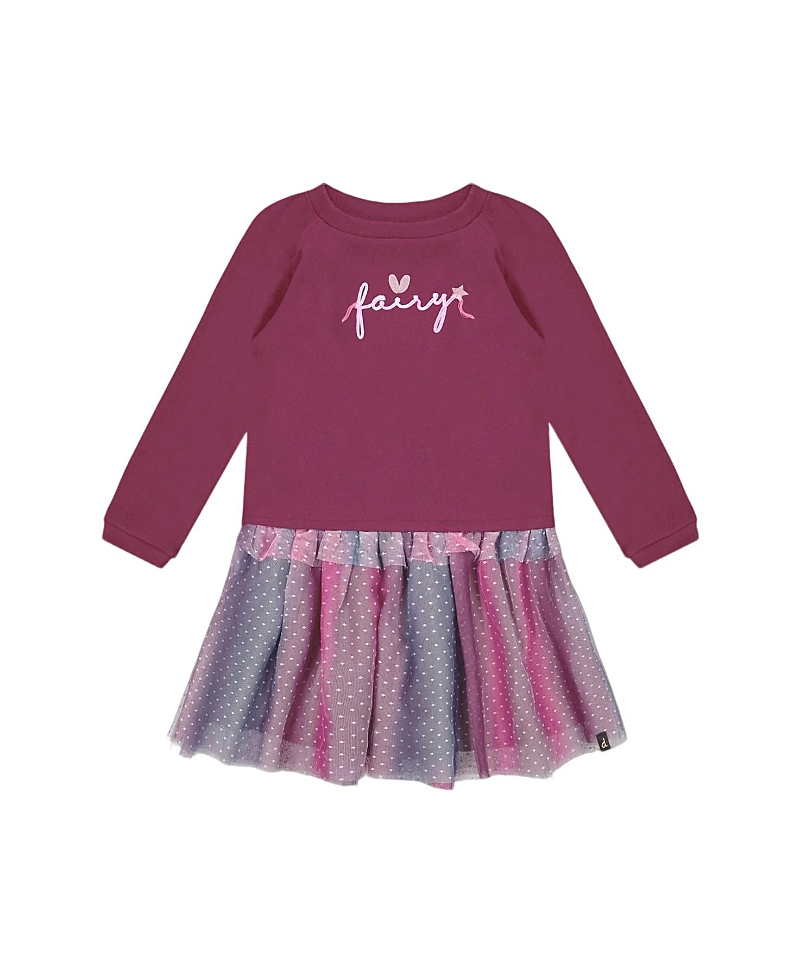 Deux par Deux Girls' Bi-Material Dress with Tulle Skirt - Big Kid