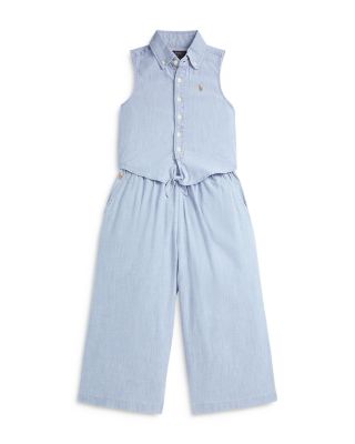Girls' Indigo Chambray Tie Front Top & Pant Set - Little Kid, Big Kid
