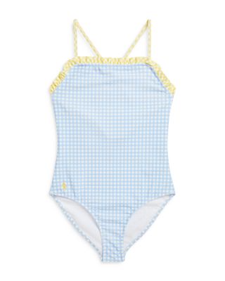 Ralph Lauren - Girls' Gingham Ruffled One Piece Swimsuit - Big Kid