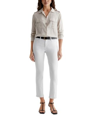 Mari Mid Rise Crop Jeans in Gallery White