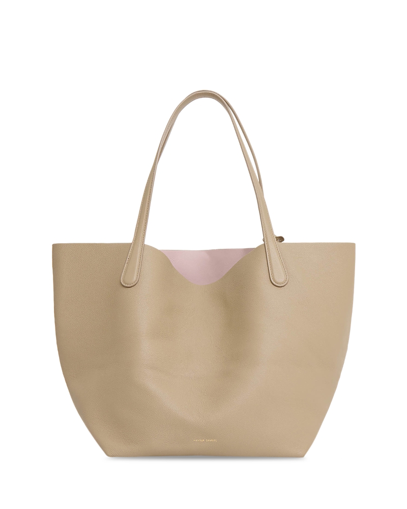 Mansur Gavriel Everyday Soft Leather Tote In Grey/orchidea