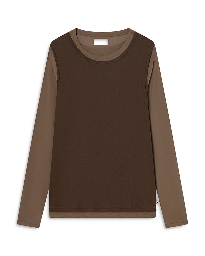 Carrer Double Layer Long Sleeve Tee In Light Brown
