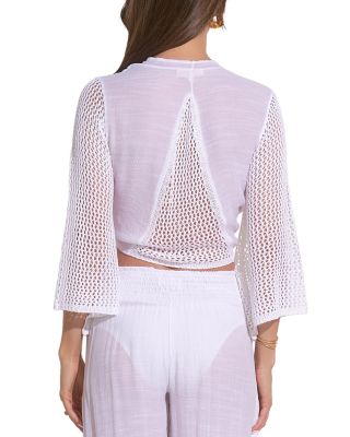 Tie Front Crochet Sleeve Top