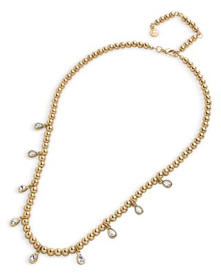 Mila Pisa Crystal & Yellow Gold Tone Bead Necklace, 17-20"
