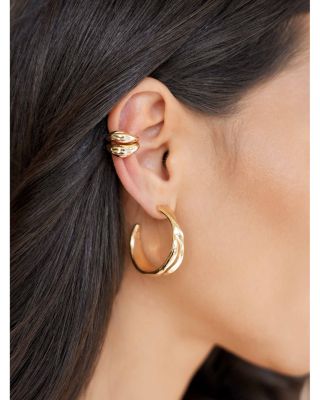 Liquid Lux 18K Yellow Gold Plated Hoop Earrings, 1.2" diameter