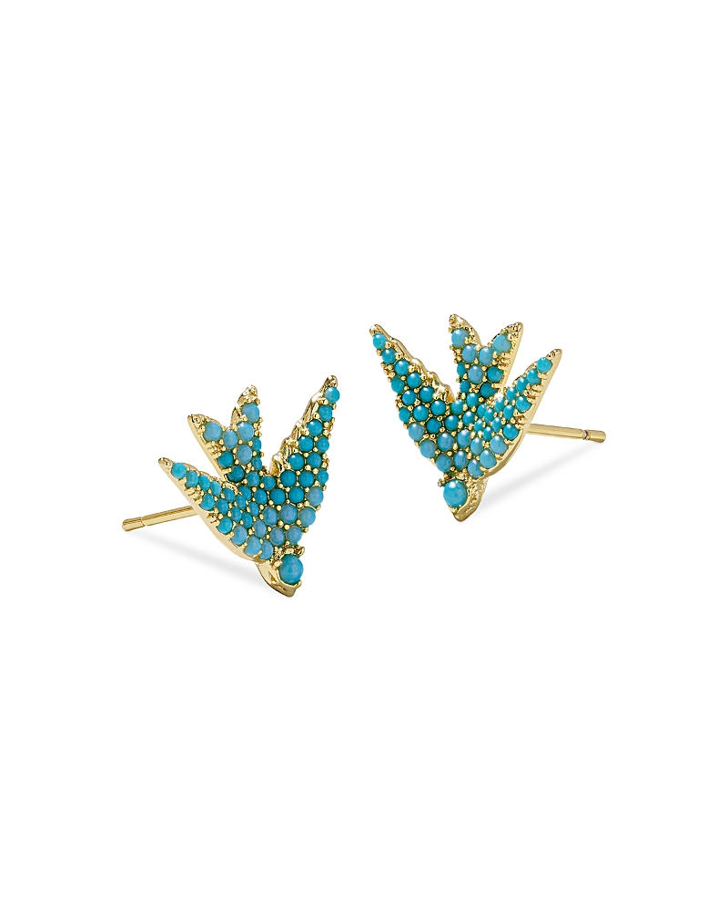 Kendra Scott 14k Gold-plated Melody Bird Stud Earrings In Blue/gold