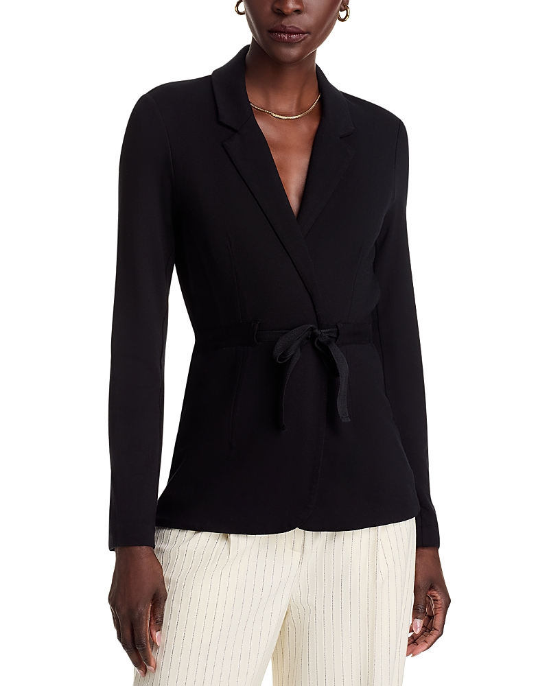 Majestic Tie-waist French Terry Blazer In Noir