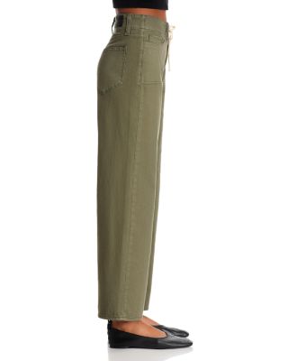 Ari High Rise Drawstring Wide Leg Jeans in Vintage Forester Green