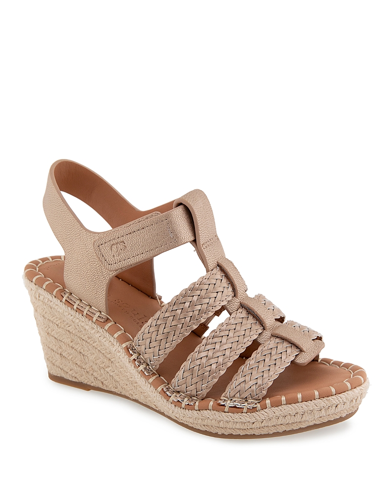 Gentle Souls By Kenneth Cole Caplin Slingback Espadrille Platform Wedge Sandal In Matte Gold