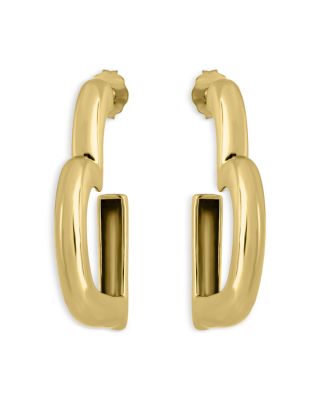 Gold Plate Open Heart Half Hoop Earrings - Exclusive