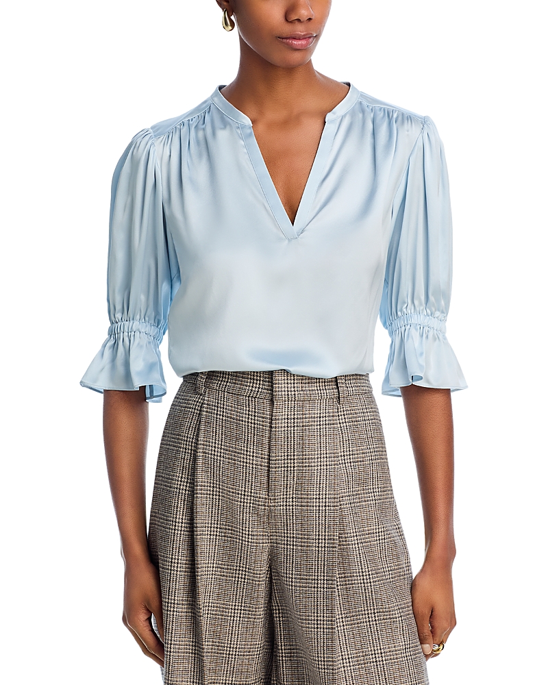 Cinq À Sept Cinq A Sept Fiona Silk Top In Whisper Sky Multi