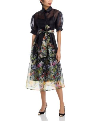 nancy yang contrast trim shirt dress Nancy Yang Floral Print Shirt Dress