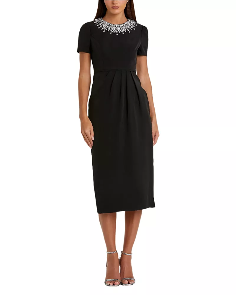 Mac Duggal Rhinestone Neckline Column Dress