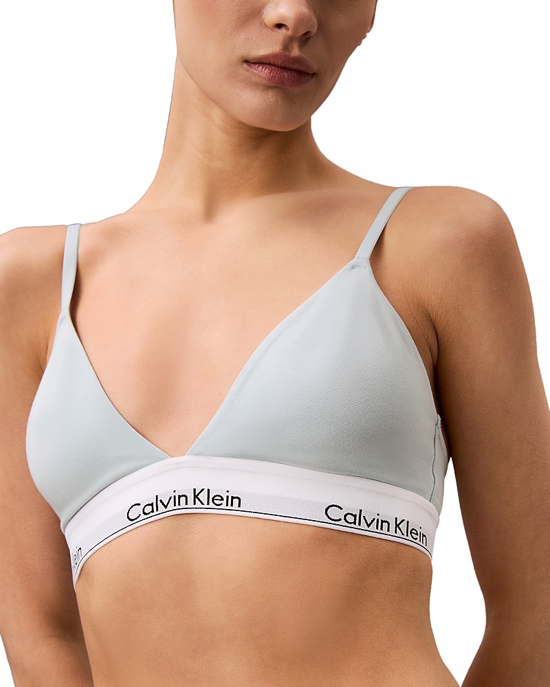 Calvin Klein Modern Cotton Collection Lightly Lined Cotton Blend Triangle Bralette In Sterling Blue