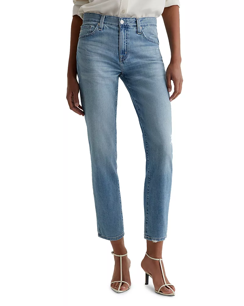 Ag Ex Boyfriend Mid Rise Straight Leg Jeans in Aries Destructed