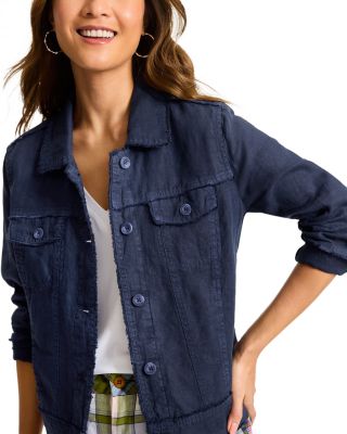 Two Palms Raw-Edge Linen Jacket