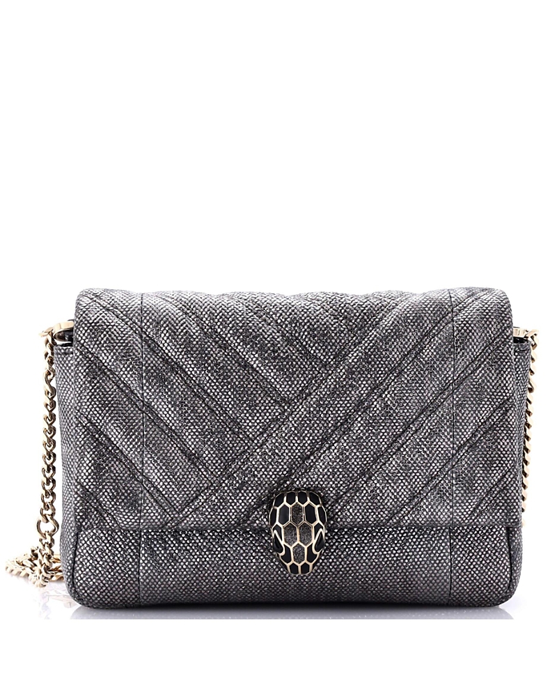 Pre-owned Pre-owned Bvlgari Bvlgari Small Serpenti Cabochon Shoulder Bag Diagonal Quilted Metallic Karung