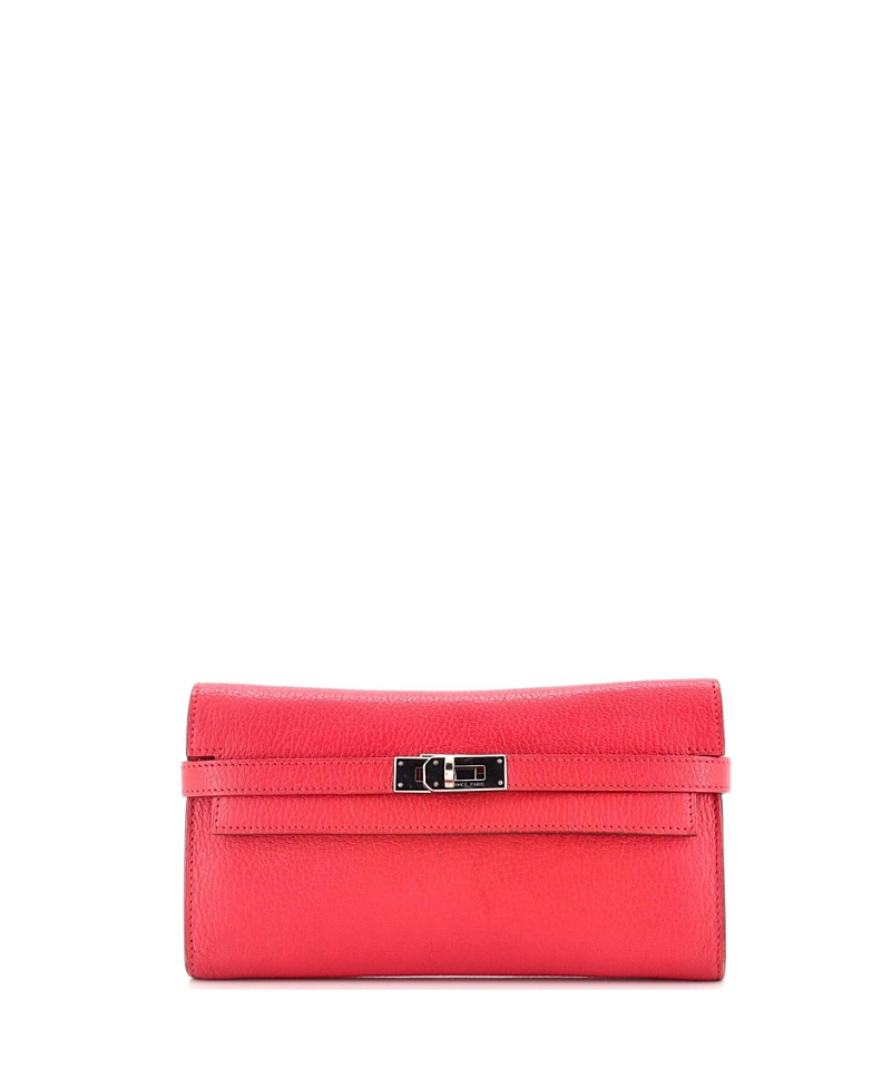 Pre-owned Pre-owned Hermes Hermes Long Kelly Wallet Chevre Mysore In Pink