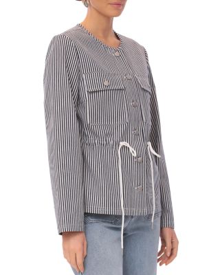 Collarless Striped Jacket