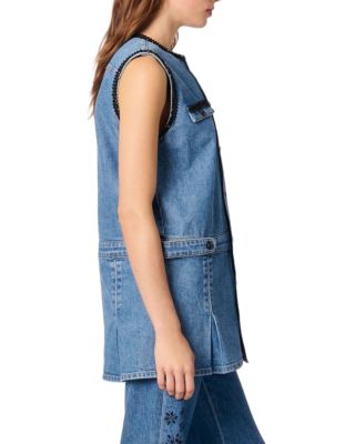 Denim Dress with Embroidered Trim