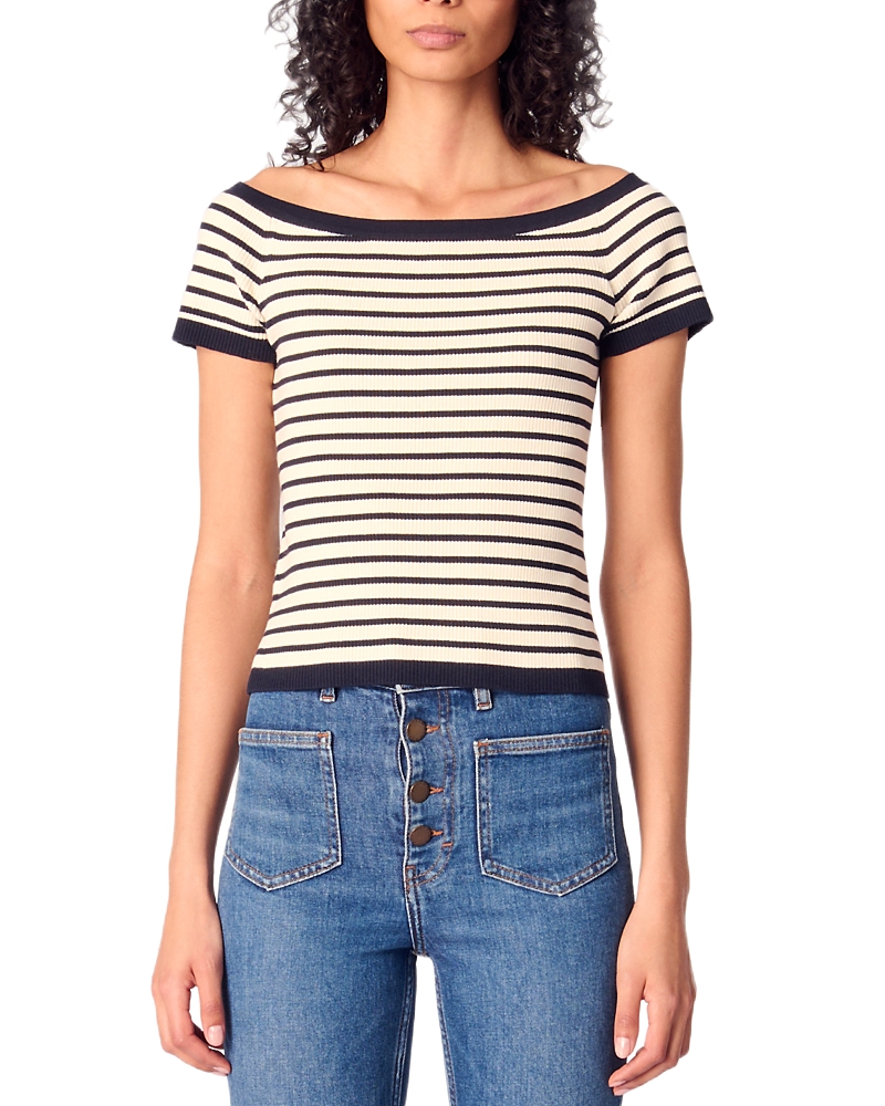 Maje Boat Neck Rib Knit Top