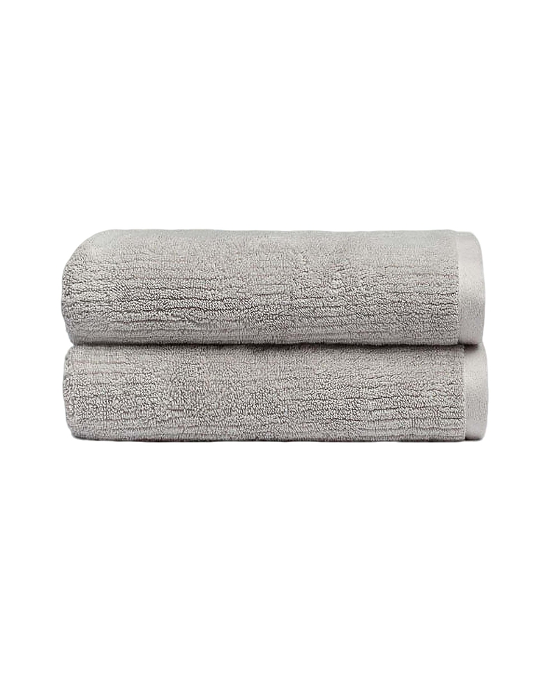 Cozy Earth Ribbed Terrry Hand Towels, Set Of 2 In Light Grey
