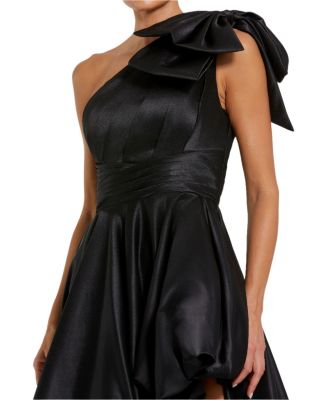  Satin One Shoulder Bow Gown