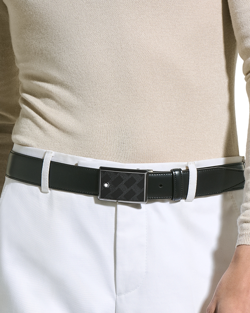 Montblanc Men's Extreme 3.0 Plate-buckle Leather Belt In Black