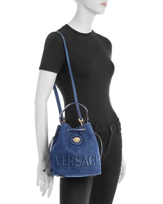 Versace La Medusa Denim Bucket Bag | Bloomingdale's Handbags